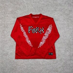 Chrome Hearts Red Long Sleeve with White Graphics